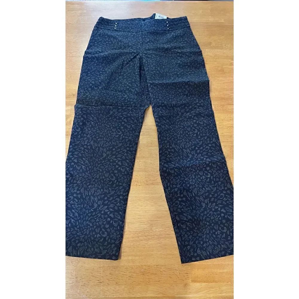 JM Collection Womens Bandleader Pull-On Pants Deep Black Size M Short NWT P1-227